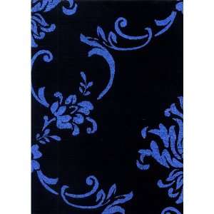   Iridescent blue floral on black background IRR22302w