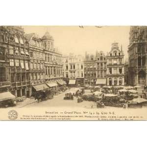 1910 Vintage Postcard Grand Place, Nos. 34 to 39   Brussels Belgium
