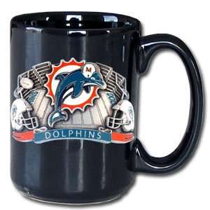 Miami Dolphins VIP Black 12 oz Collectors Coffee Mug   NFL Football 