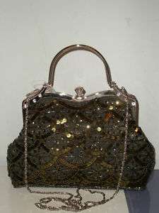 BRONZE Gorgeous BEADED SILCE Evening Handbag BAG  