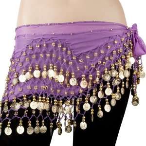   Coins Belly Dance Hip Scarf, Vogue Style  purple 