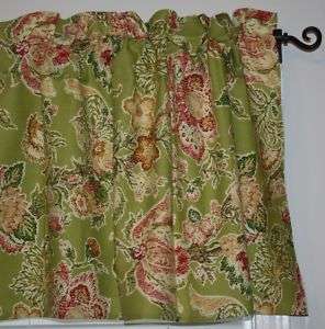Lined VALANCE Curtain Lime Green Garden Flowers  