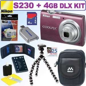  Nikon Coolpix S230 10MP Digital Camera (Plum) + 4GB Deluxe Kit Camera