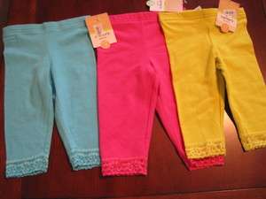   Neon Orange Pink Lime Aqua Pants Lace Leggings 12 18 Month NWT  