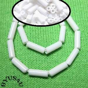 SEED TUBE BUGLE #3 BEADS 6.5mm WHITE OPAQUE 25gr SALE  