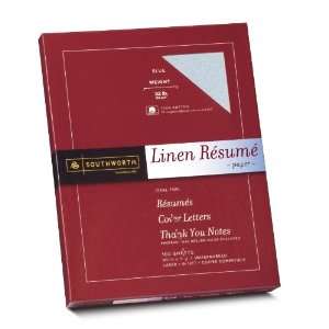 Southworth Linen Résumé Paper, Blue, 32 Pounds, 100 Count (RD18BCFLN 