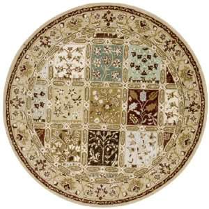   Traditional Flowers in Squares Round Hand Tufted Rug