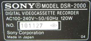 Sony DSR 2000 Recorder Mini DV VTR DVCAM DRUM 1670  