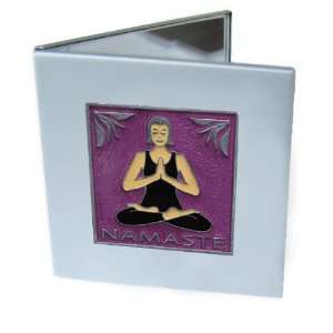  Yoga Namaste Purple Double Mirror Compact Beauty