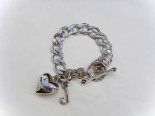 NEW Juicy Couture Gold Silver Starter Heart Charm Bracelet W/ Gift Box 