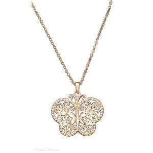  18kt 18 Vermeil Cable Chain Necklace Filigree Butterfly 