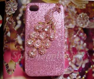 Diamond Peacock 3D Bling Hard Case Cover iPhone 4 4G B  