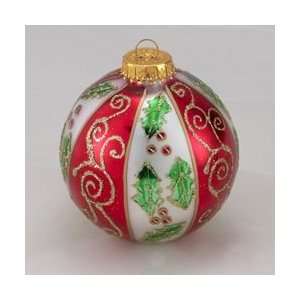  Club Pack of 24 Holly Berry Red and White Glass Ball 
