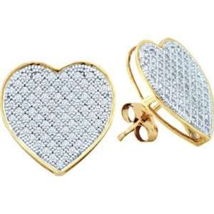  0.10ctw Round Diamond Micro Pave Heart Earrings Jewelry