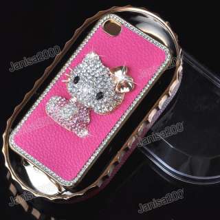 Luxury Hello Kitty Diamond Crystal Leather Plating Hard Case Cover F 