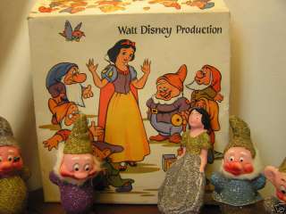 Vintage Disney Snow White & 7 Dwarves Ornament Set  