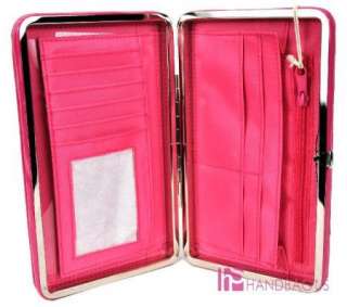 New Shiny Patent Leather Flat Wallet Opera Clutch Pink  
