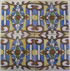 VINTAGE MEXICAN TALAVERA TILES Colorful Hand Painted  