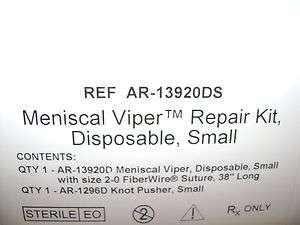 Arthrex AR 13920DS Meniscal Viper Repair Kit Small (Qty 1)  