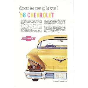  1958 Ad Chevy Impala in Anniversary Gold Original Car 