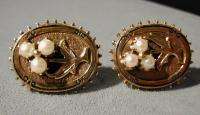 Antique Victorian 14K Gold Pearl Earrings Circa 1900  