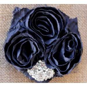  The Rebecca Navy Blue Jeweled Flower Hair Clip Beauty