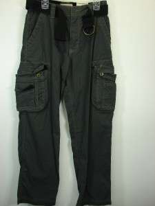 NWT Gray ARIZONA Cargo Pants Boys Size 14 Slim with belt  