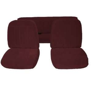   Rear Dark Red Leather 60/40 Bench Seat Upholstery with Pleated Inserts