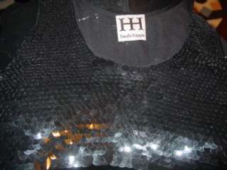 HAUTE HIPPIE silk black sequin embellished dress M $595  