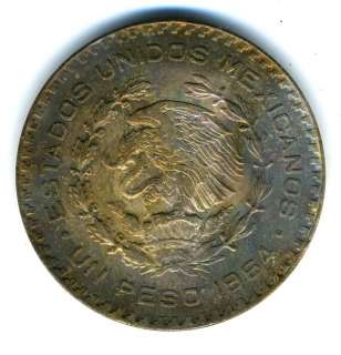 UNC 1964 Mexico Un Silver 1 Peso Toning  