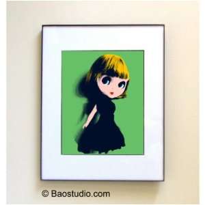  Blythe Doll (Green Navy)  Framed Pop Art By Jbao (Signed 