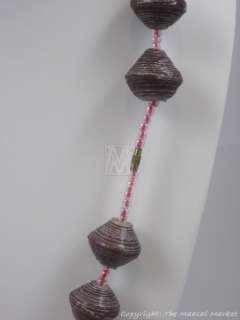   Jewelry Handmade Maasai Purple Recycled Paper Beads Necklace #294 16