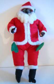 Vtg Santa Claus Soft Figural Face Hands Red CUTE  