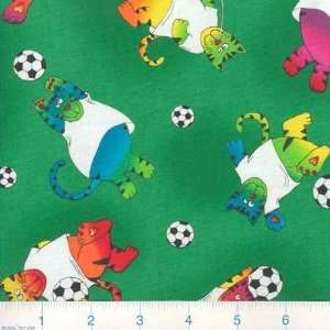   45 Wide Cat Soccer Green Fabric By The Yard Arts, Crafts & Sewing