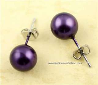 Pierced Faux Pearl Round Stud Earrings 13 Colors,4Szs  