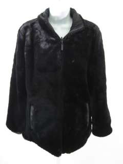 CALVIN KLEIN Black Faux Fur Nylon Reversible Jacket XS  