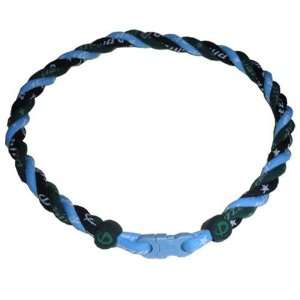   Braid Necklace with Forest Green Trim and Light Blue Clasp 16 Sports