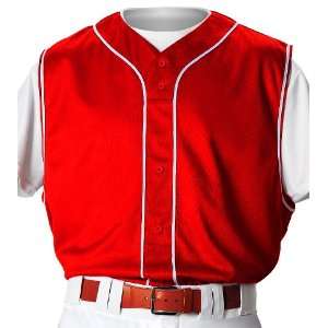 Alleson PROFVB Adult Full Front Custom Baseball Vests SC/WH   SCARLET 