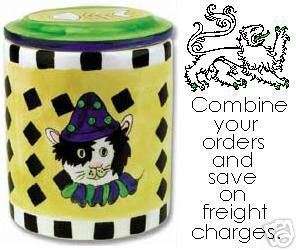 Ceramic Canister Kitty Clown Cookie Jar NEW w/ gift box  