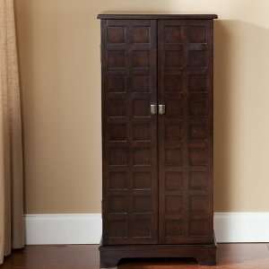  Walnut Finish Panel Front Jewelry Armoire