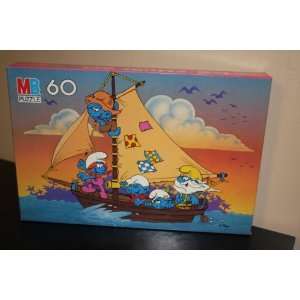   Puzzle Featuring Grandpa Smurf with Kid Smurfs in a Boat Everything