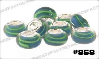 LOT 10 PCS Sterling Silver Murano Glass Beads Charm  