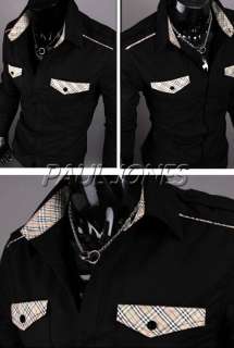 PJ Mens Casual Luxury Stylish Casual Dress Slim fit Shirts Color Black 