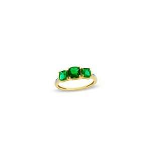  ZALES Cushion Cut Lab Created Emerald Three Stone Ring in 