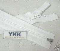 50) 32 #5 Nylon Coil Zippers~Separating ~ White ~ YKK  
