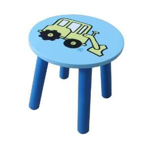   Zac Childrens Blue Digger Design Boys Stool Chair New