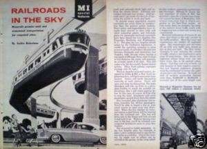 1956 MONORAIL ARTICLE W USA & GERMANY MONORAIL PHOTOS  
