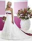 White/Red Satin Embroider Wedding Dress Bride Bridesmaid Prom Ball 