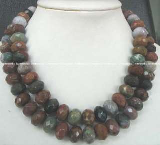 multi color roundel agate 17 18 2 rows necklace  