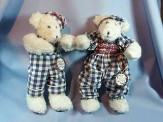 PAIR of PLUSH White Bears Dressed in Calico by BE BOY & GIRL NWT 